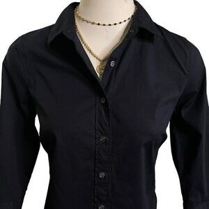 Haberdashery J. Crew Stretch Button Down Collar Blouse in Black Size XS Petite